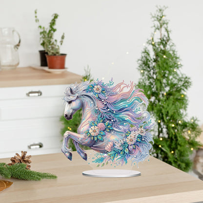 Acrylic Special Shape White Horse Diamond Painting Desktop Ornaments for Decor