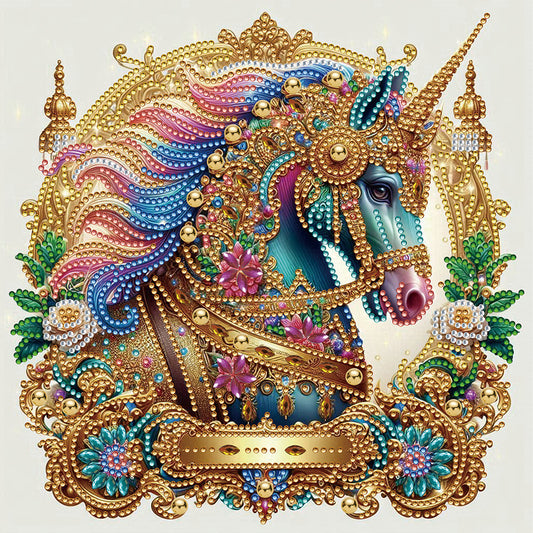 Metal Unicorn - Partial Special-Shaped Drill Diamond Painting 30*30CM