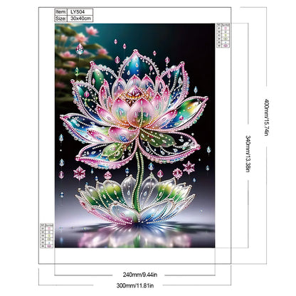 Water Drop Lotus - Partial Special-Shaped Drill Diamond Painting 30*40CM