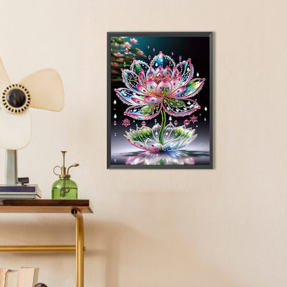 Water Drop Lotus - Partial Special-Shaped Drill Diamond Painting 30*40CM