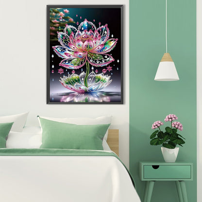 Water Drop Lotus - Partial Special-Shaped Drill Diamond Painting 30*40CM