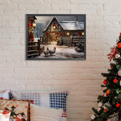 Snow Scene House Street - Full Round Drill Diamond Painting 40*30CM