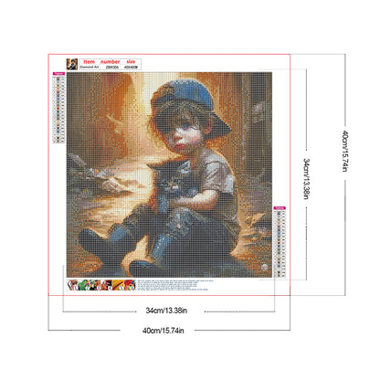 Cute Little Boy - Full Round Drill Diamond Painting 40*40CM