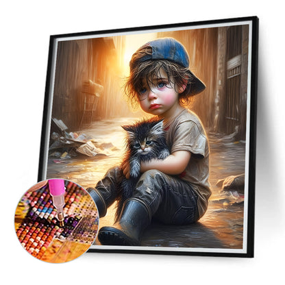 Cute Little Boy - Full Round Drill Diamond Painting 40*40CM