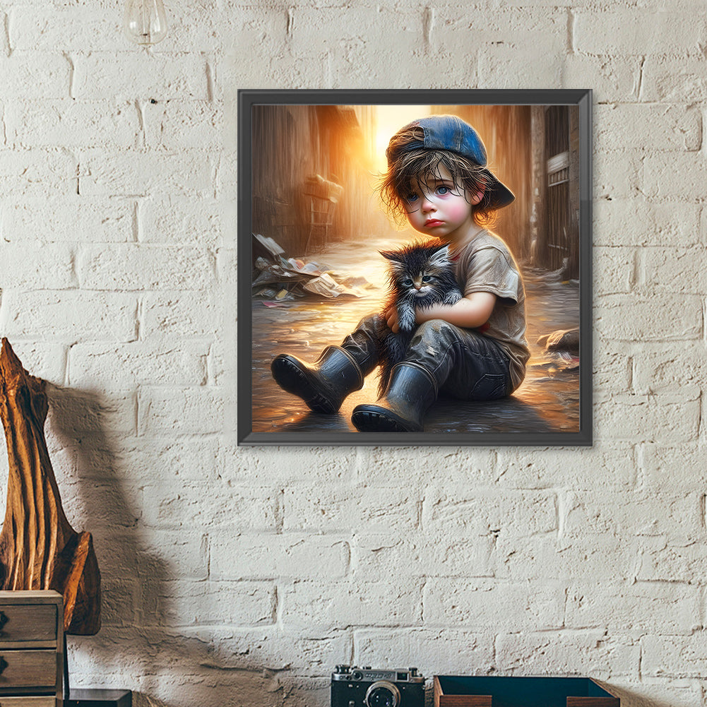 Cute Little Boy - Full Round Drill Diamond Painting 40*40CM