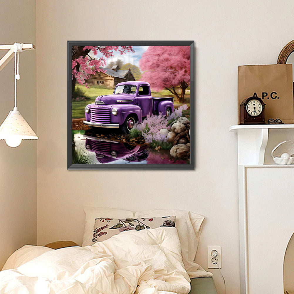 Village Classic Car Scenery - Full Round Drill Diamond Painting 30*30CM