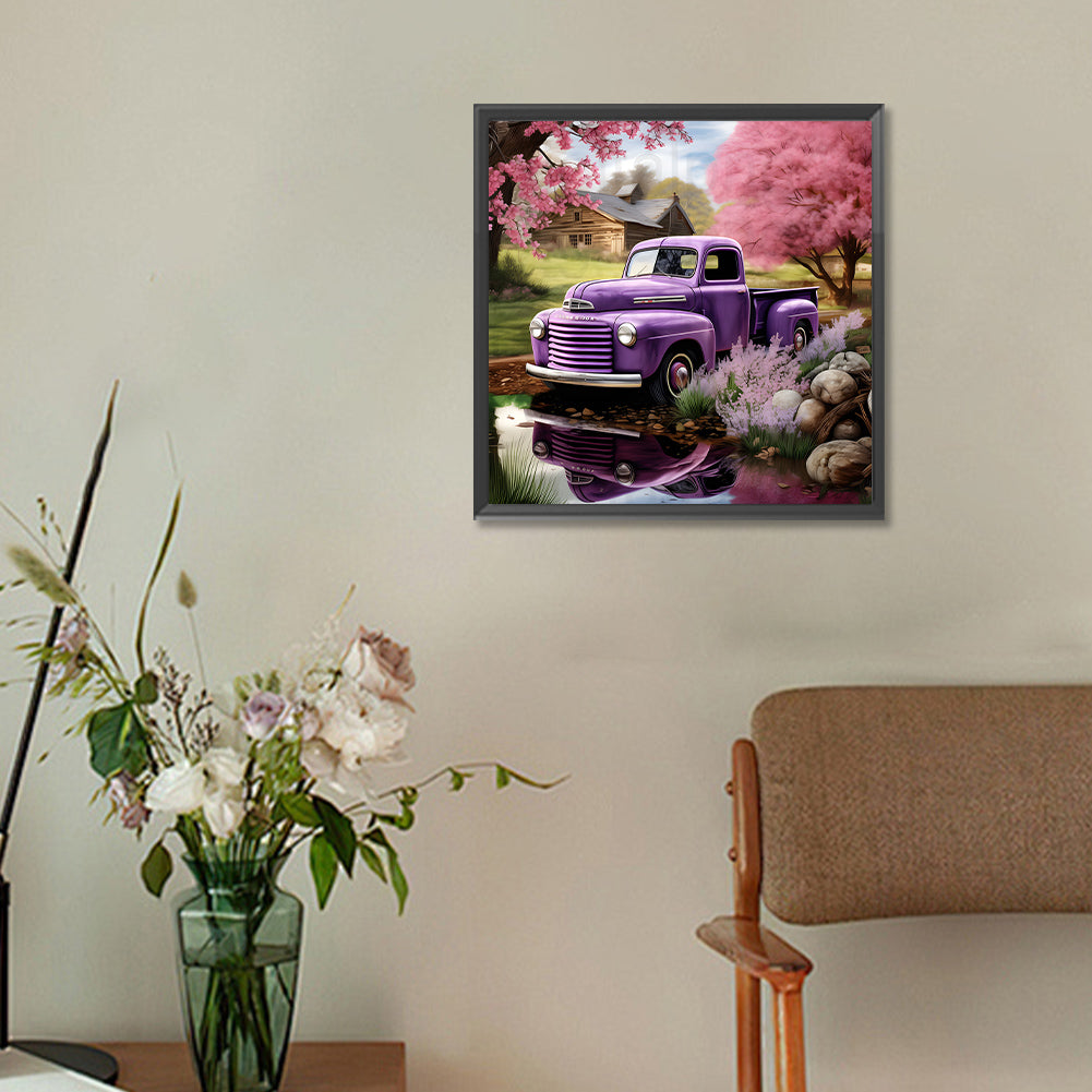 Village Classic Car Scenery - Full Round Drill Diamond Painting 30*30CM