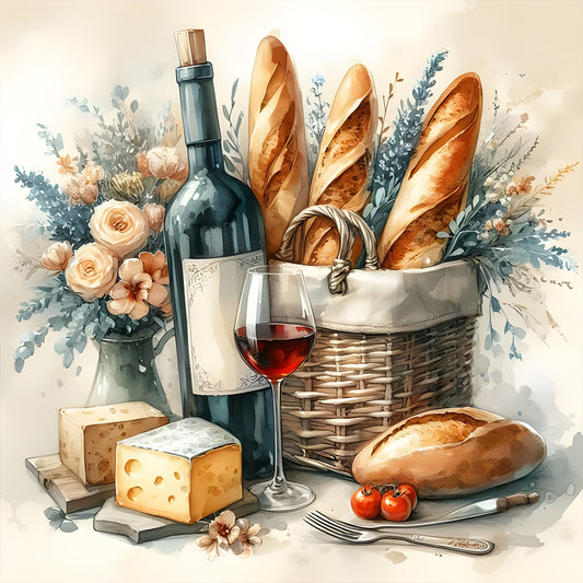 Red Wine Bread - Full Round Drill Diamond Painting 40*40CM