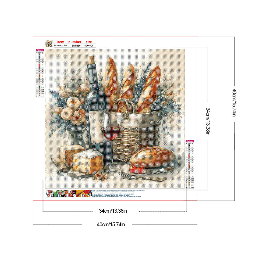 Red Wine Bread - Full Round Drill Diamond Painting 40*40CM