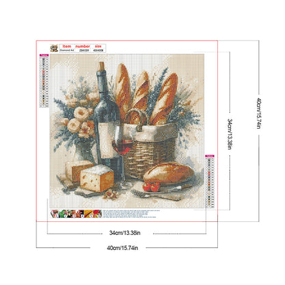 Red Wine Bread - Full Round Drill Diamond Painting 40*40CM