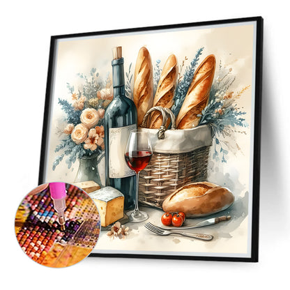 Red Wine Bread - Full Round Drill Diamond Painting 40*40CM