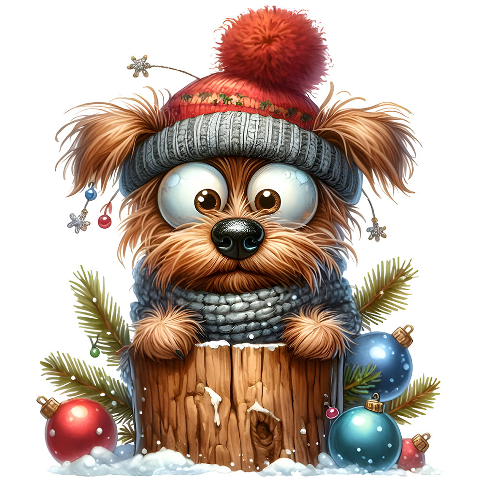 Christmas Puppy - Full Round Drill Diamond Painting 30*30CM