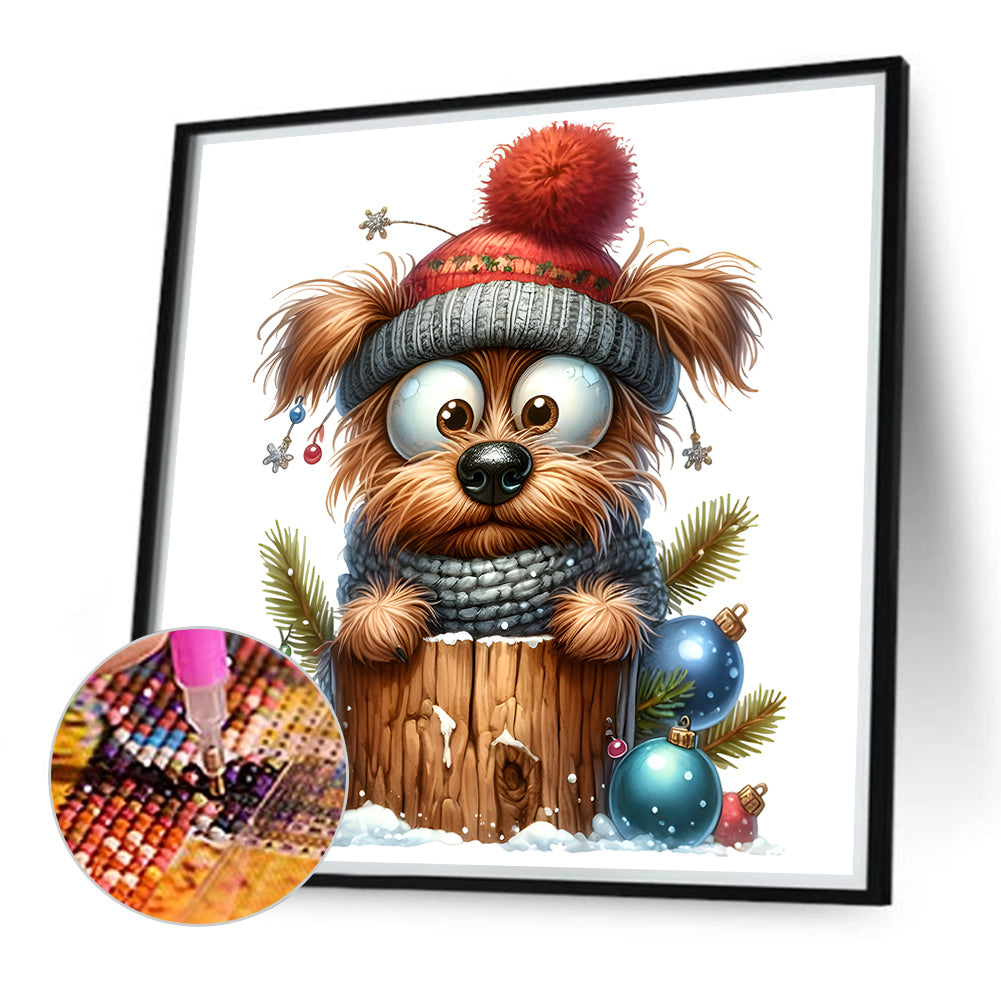 Christmas Puppy - Full Round Drill Diamond Painting 30*30CM