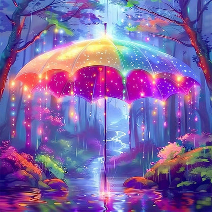 Colorful Umbrellas In The Forest - Full Round Drill Diamond Painting 30*30CM