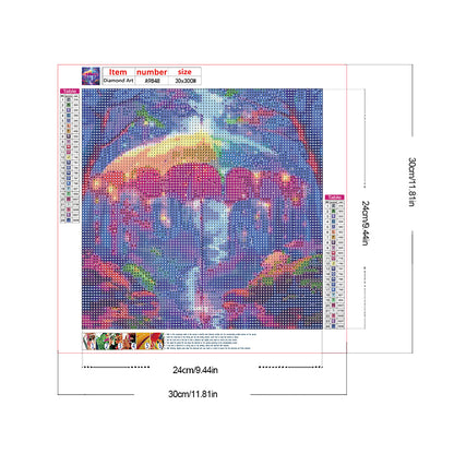 Colorful Umbrellas In The Forest - Full Round Drill Diamond Painting 30*30CM