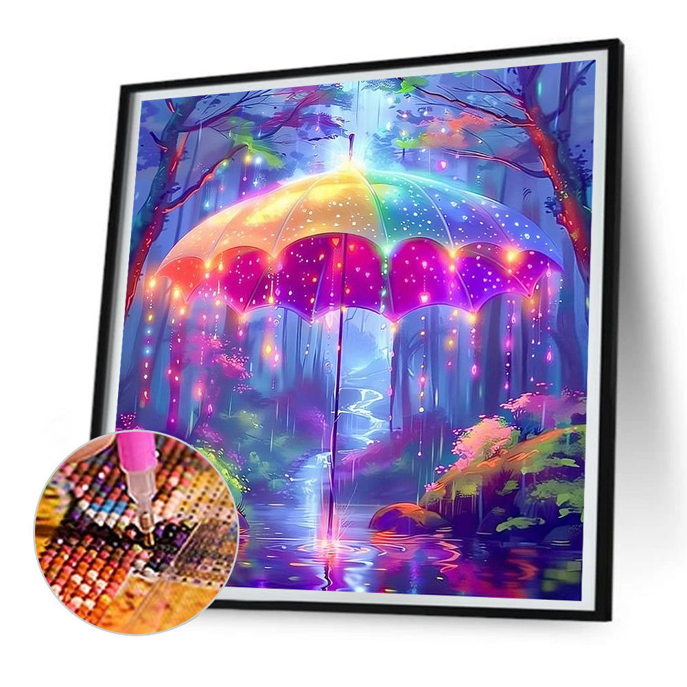 Colorful Umbrellas In The Forest - Full Round Drill Diamond Painting 30*30CM