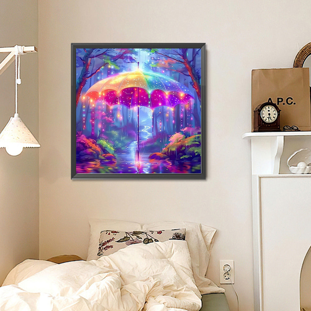 Colorful Umbrellas In The Forest - Full Round Drill Diamond Painting 30*30CM