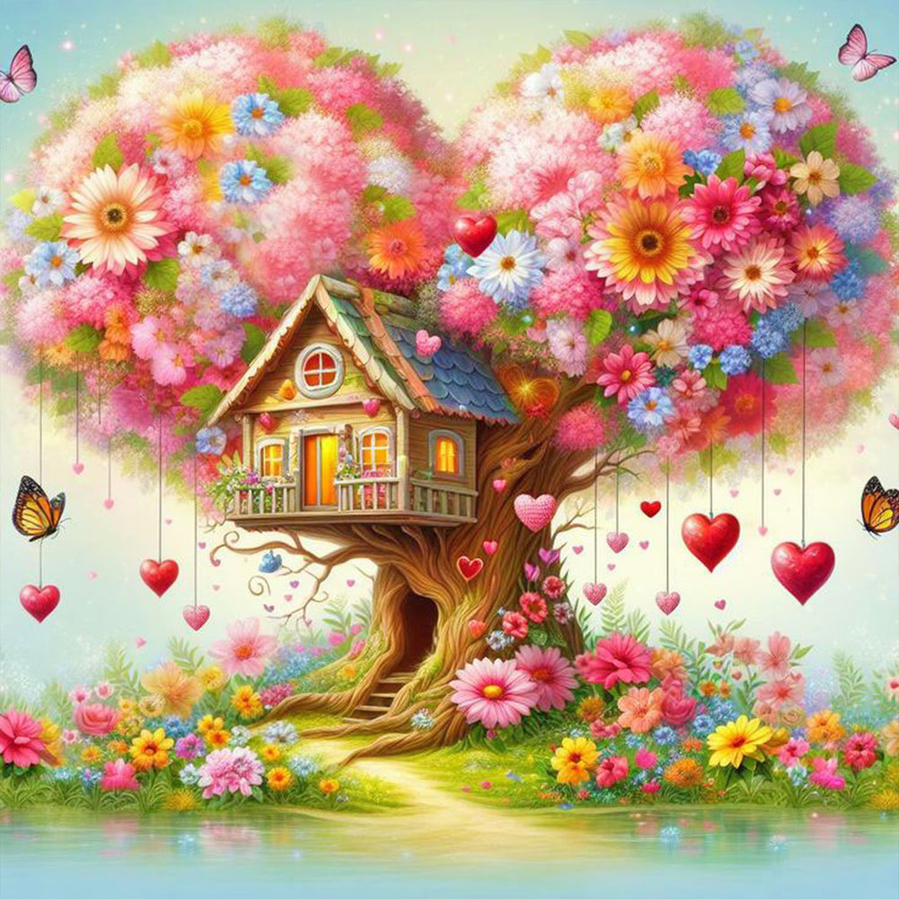 Love Tree House - Full Round Drill Diamond Painting 30*30CM