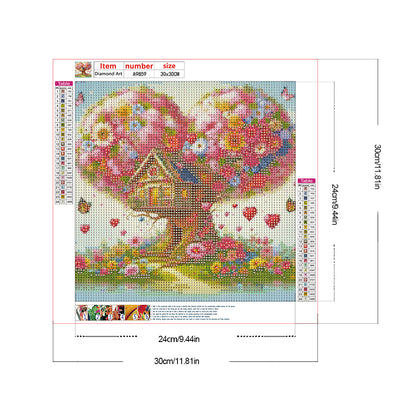 Love Tree House - Full Round Drill Diamond Painting 30*30CM