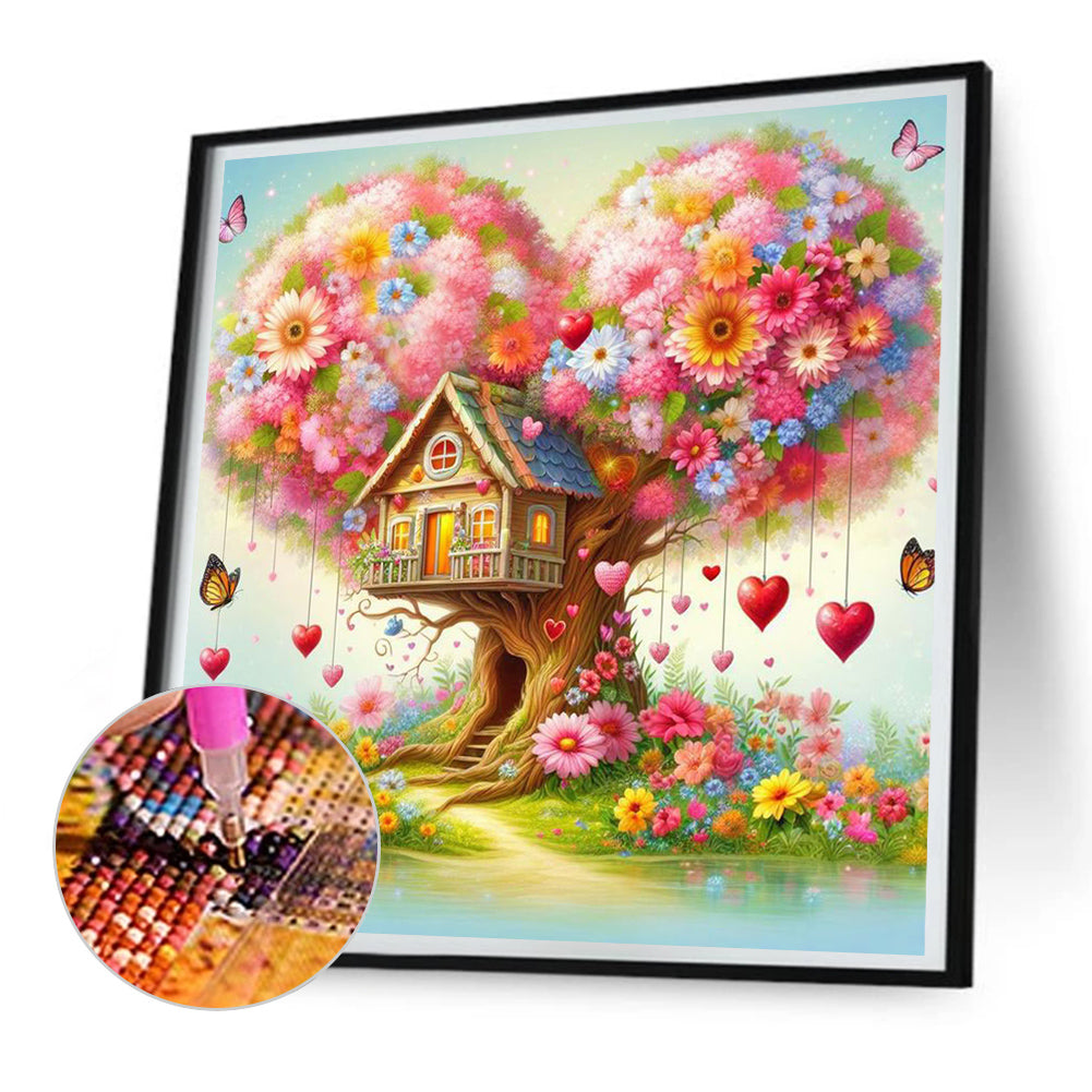 Love Tree House - Full Round Drill Diamond Painting 30*30CM