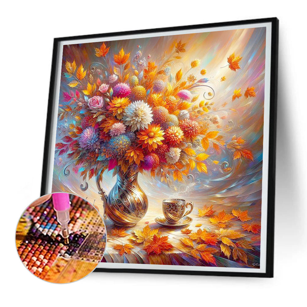 Autumn Style Vase Flowers - Full Round Drill Diamond Painting 30*30CM