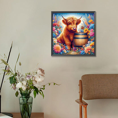 Flowers And Little Yak - Full Round Drill Diamond Painting 30*30CM