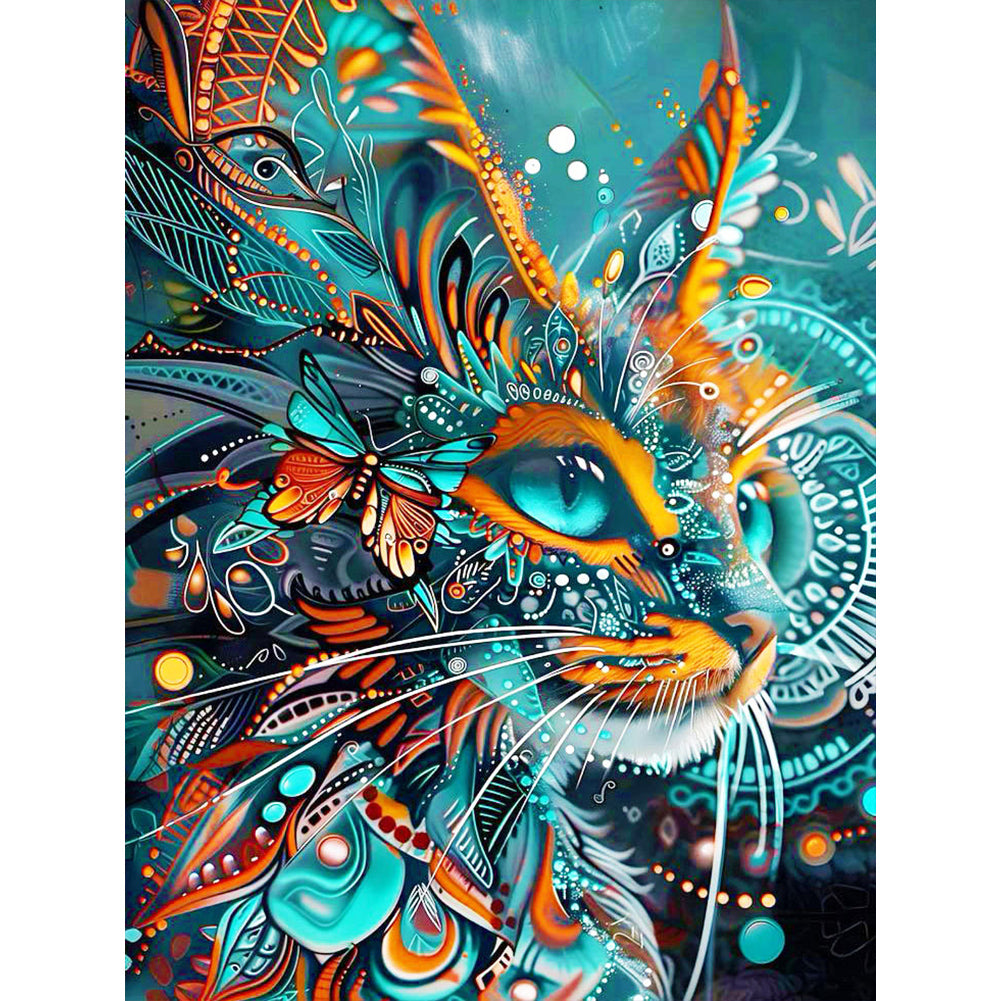 Mysterious Style Kitten - Full Round Drill Diamond Painting 30*40CM