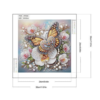 Orchid Love Butterfly - Partial Special-Shaped Drill Diamond Painting 30*30CM