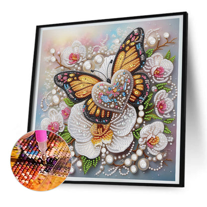 Orchid Love Butterfly - Partial Special-Shaped Drill Diamond Painting 30*30CM