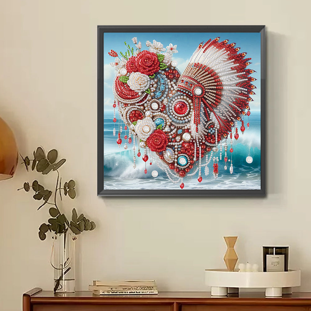 Rose Indian Heart Headdress - Partial Special-Shaped Drill Diamond Painting 30*30CM