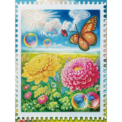 Chrysanthemum Lawn Butterfly - Partial Special-Shaped Drill Diamond Painting 30*40CM