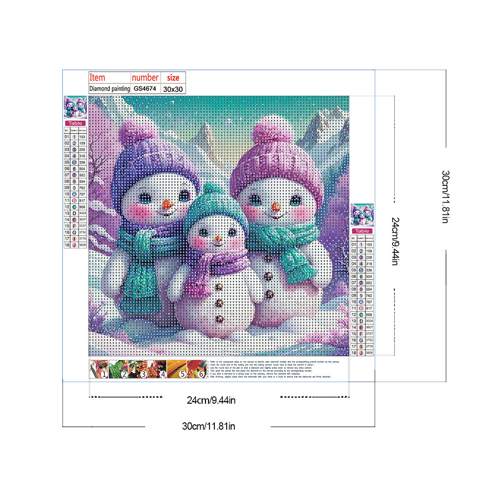 Snowman - Full Round Drill Diamond Painting 30*30CM