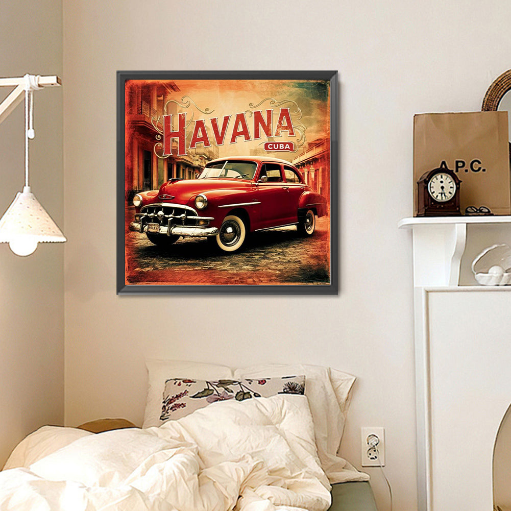 Red Classic Car - Full Round Drill Diamond Painting 30*30CM