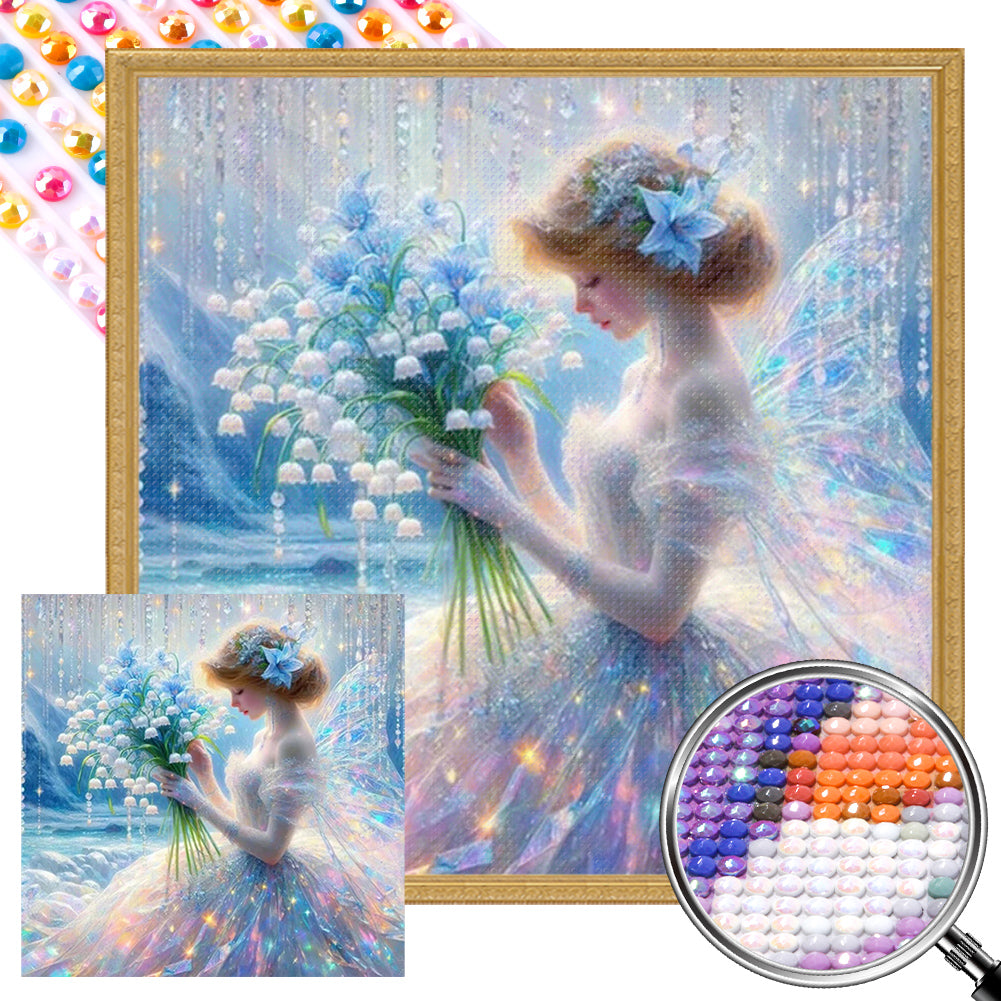 Lily Of The Valley Bouquet And Fairy Girl - Full AB Round Drill Diamond Painting 40*40CM