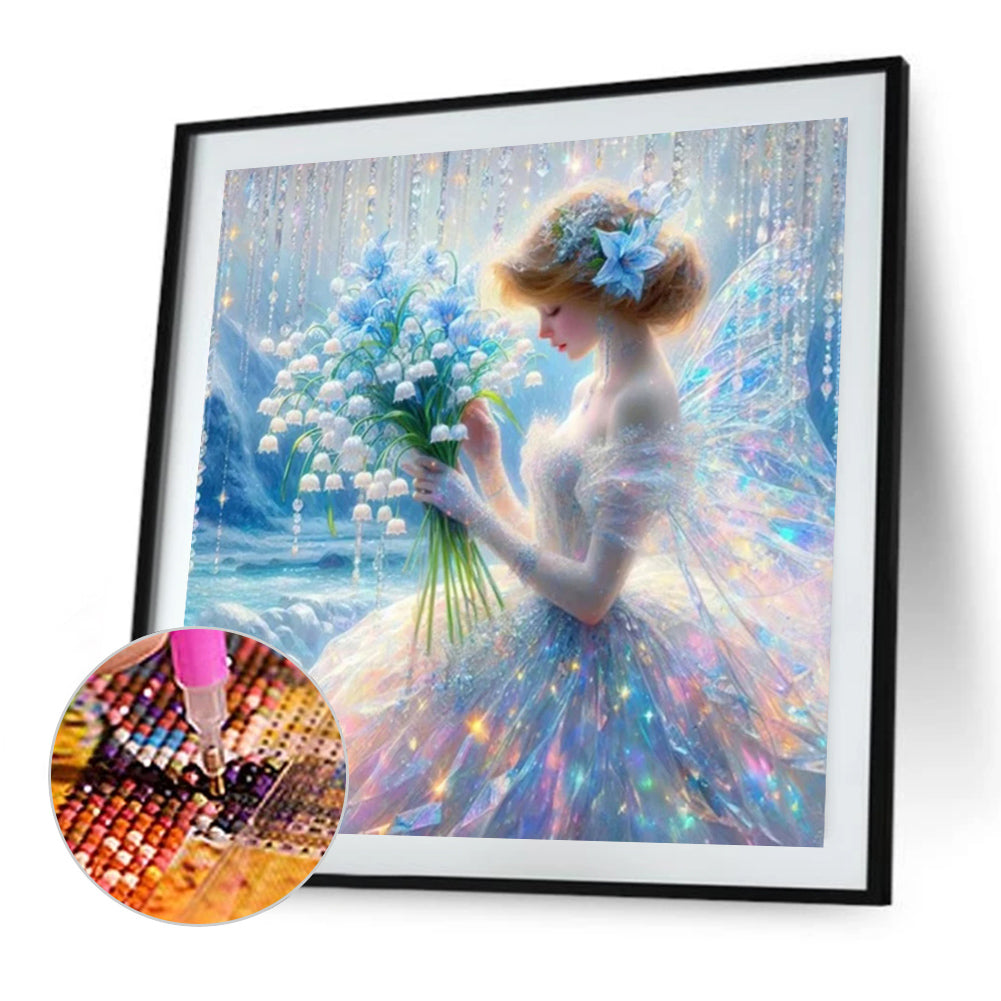 Lily Of The Valley Bouquet And Fairy Girl - Full AB Round Drill Diamond Painting 40*40CM