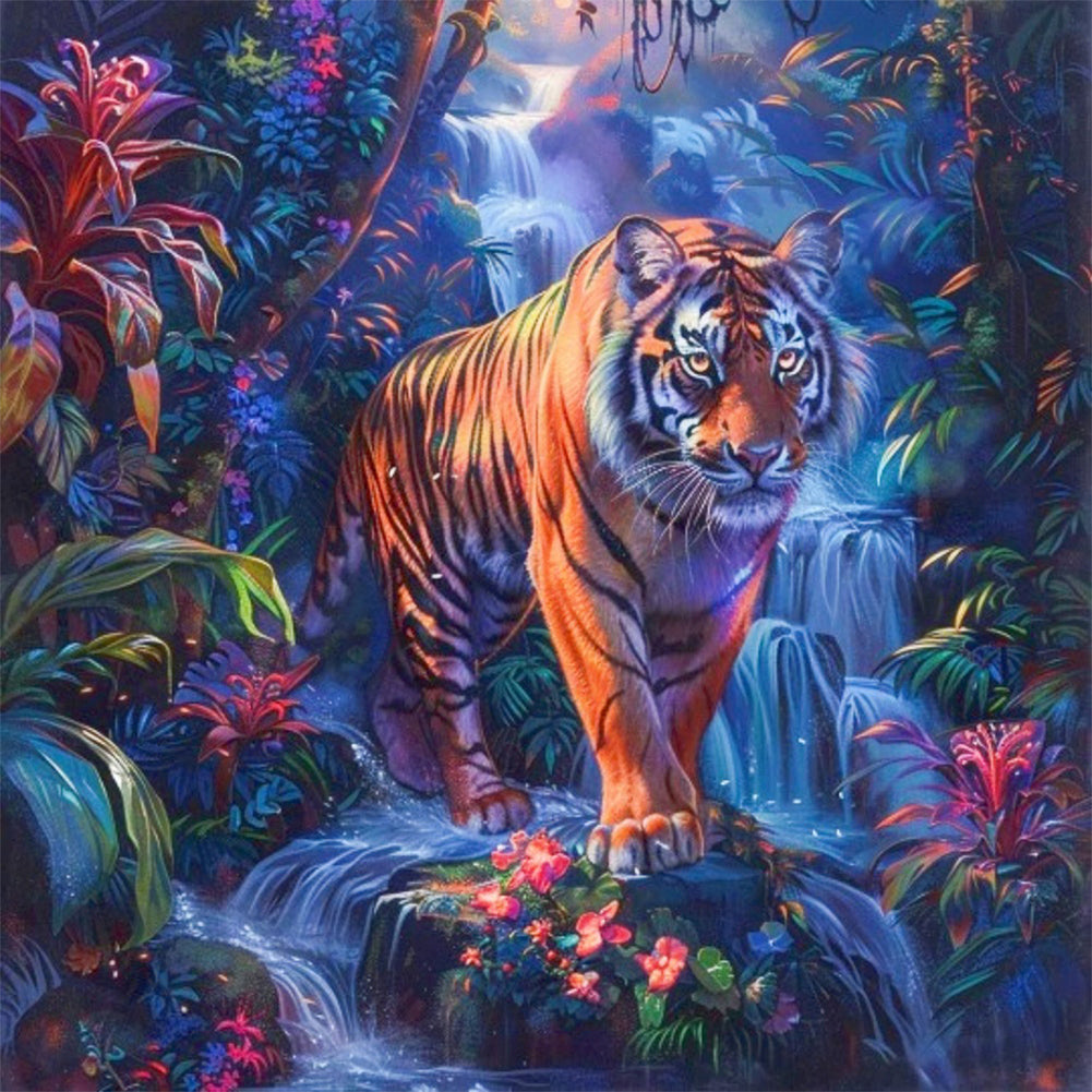 Tiger In The Forest - Full AB Round Drill Diamond Painting 40*40CM