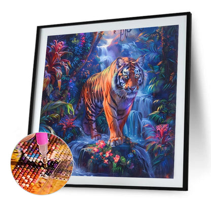 Tiger In The Forest - Full AB Round Drill Diamond Painting 40*40CM