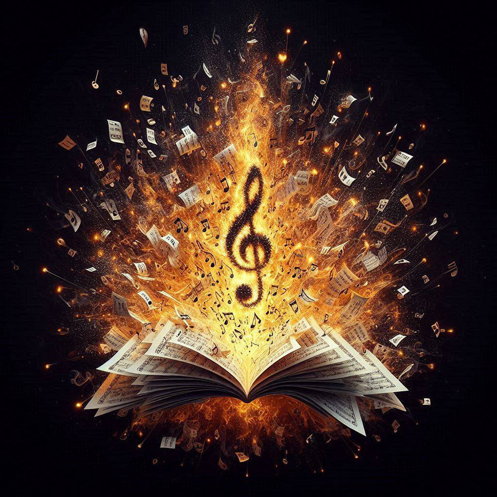 Musical Notes Book - Full Round Drill Diamond Painting 30*30CM