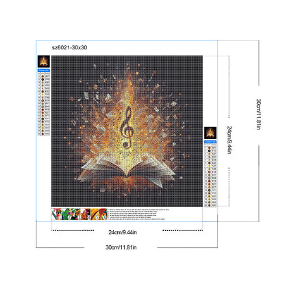 Musical Notes Book - Full Round Drill Diamond Painting 30*30CM