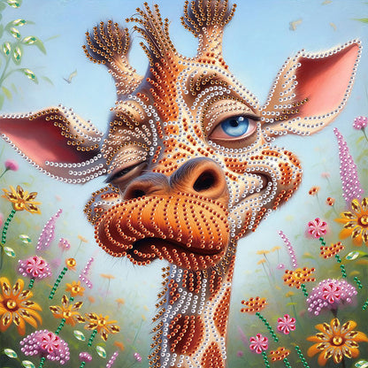 Funny Giraffe - Partial Special-Shaped Drill Diamond Painting 30*30CM