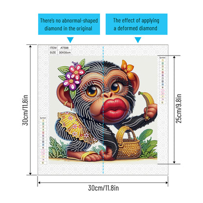 Funny Gorilla - Partial Special-Shaped Drill Diamond Painting 30*30CM