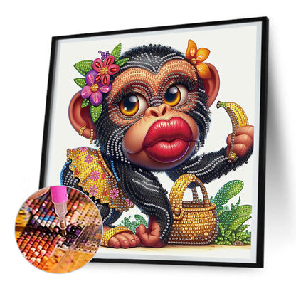 Funny Gorilla - Partial Special-Shaped Drill Diamond Painting 30*30CM