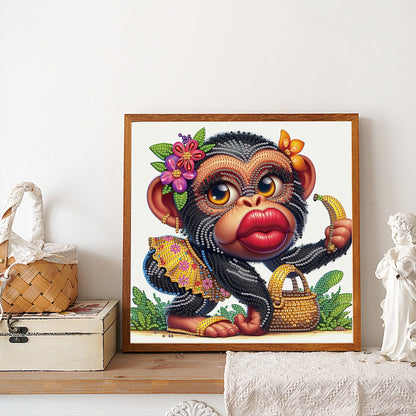 Funny Gorilla - Partial Special-Shaped Drill Diamond Painting 30*30CM