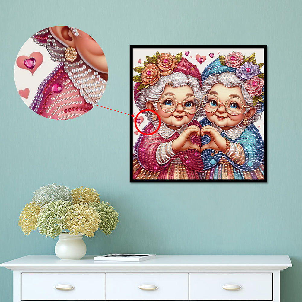 Cute Old Grandma - Partial Special-Shaped Drill Diamond Painting 30*30CM