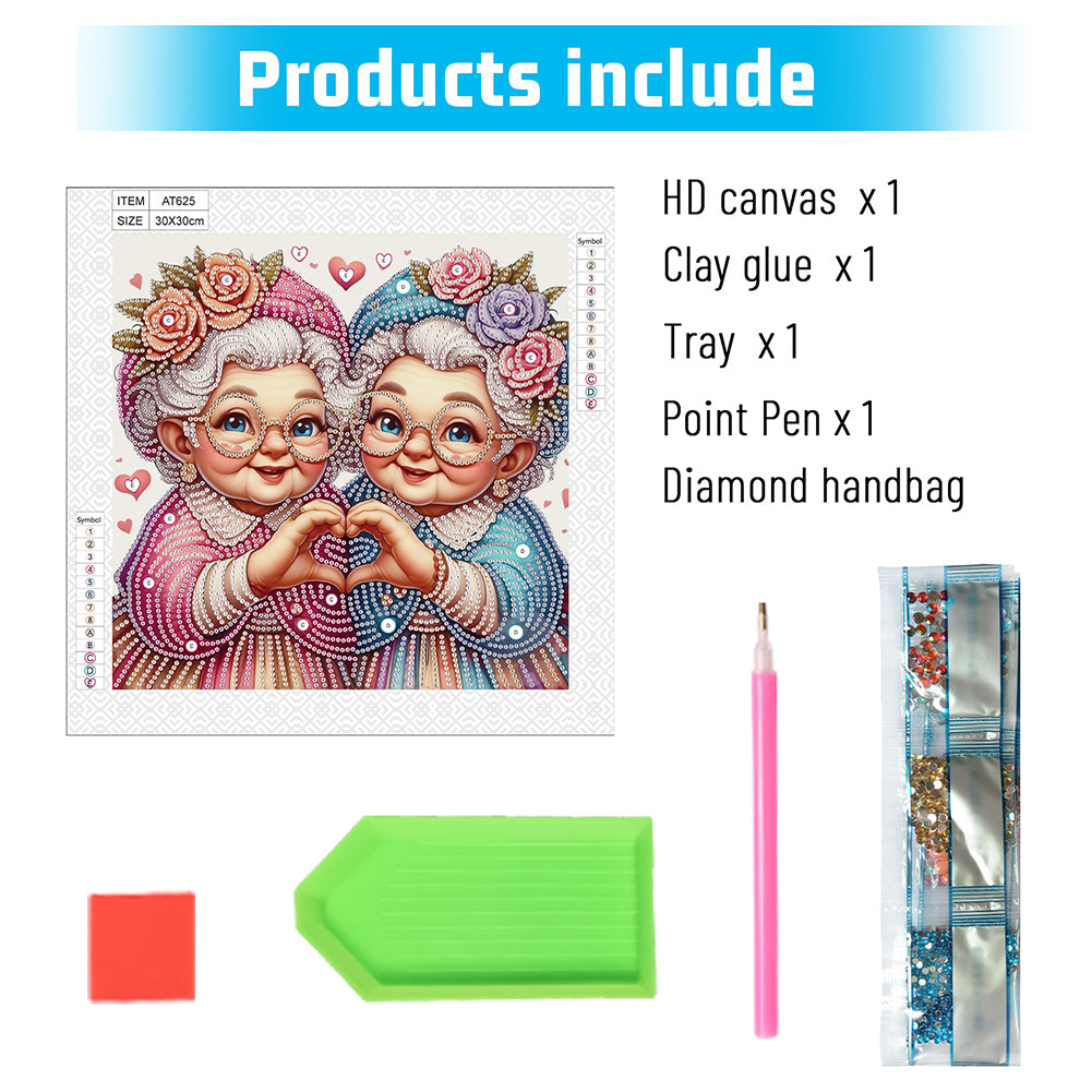 Cute Old Grandma - Partial Special-Shaped Drill Diamond Painting 30*30CM