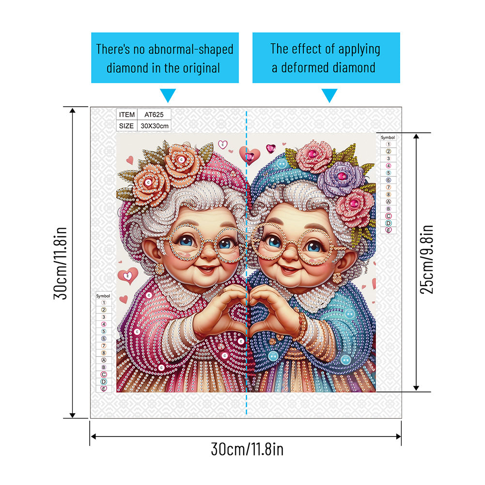 Cute Old Grandma - Partial Special-Shaped Drill Diamond Painting 30*30CM