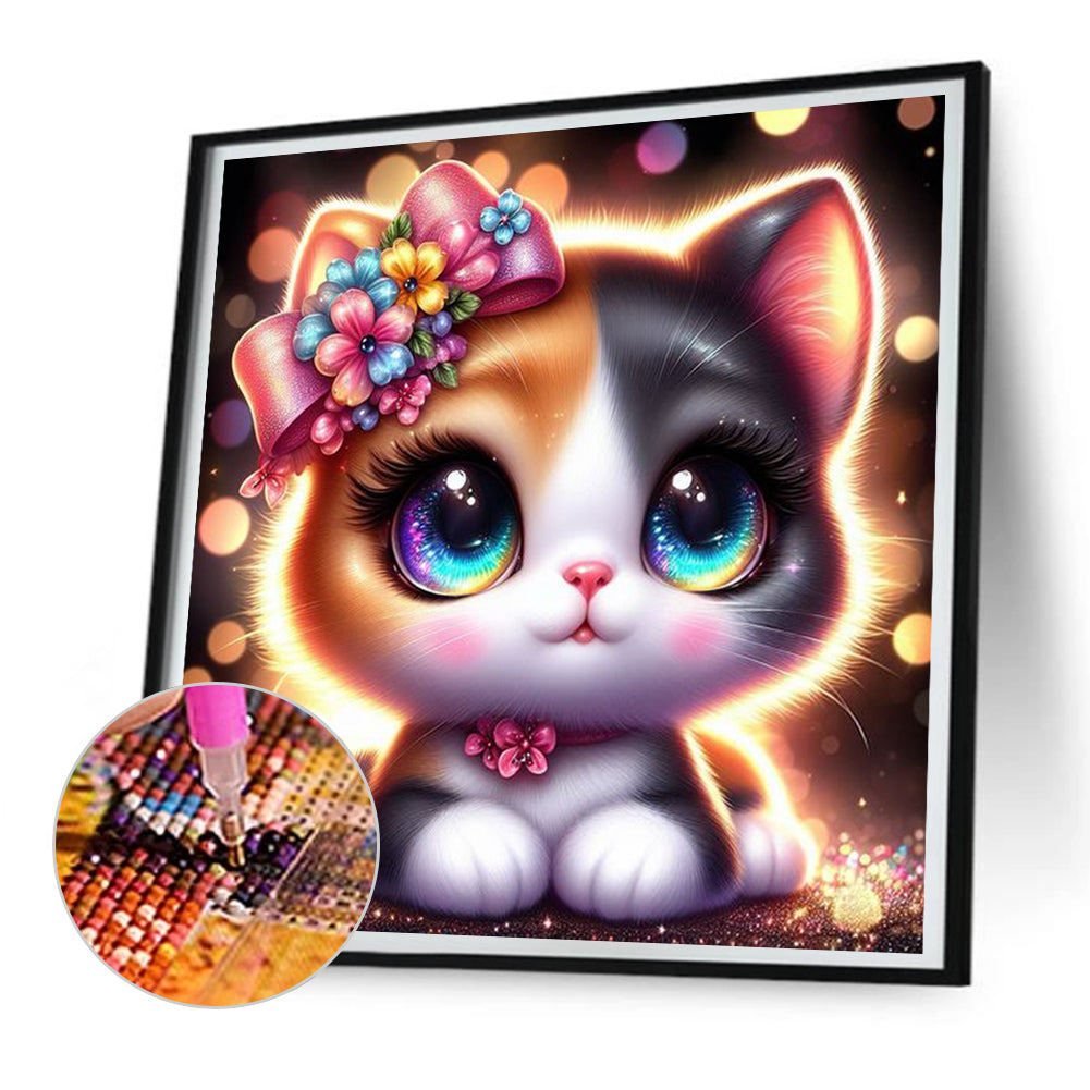 Big Eyed Cat - Full Round Drill Diamond Painting 30*30CM