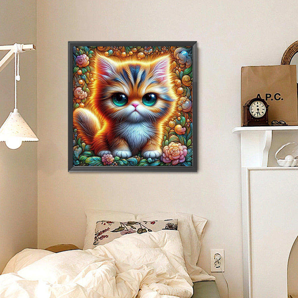 Big Eyed Cat - Full Round Drill Diamond Painting 30*30CM