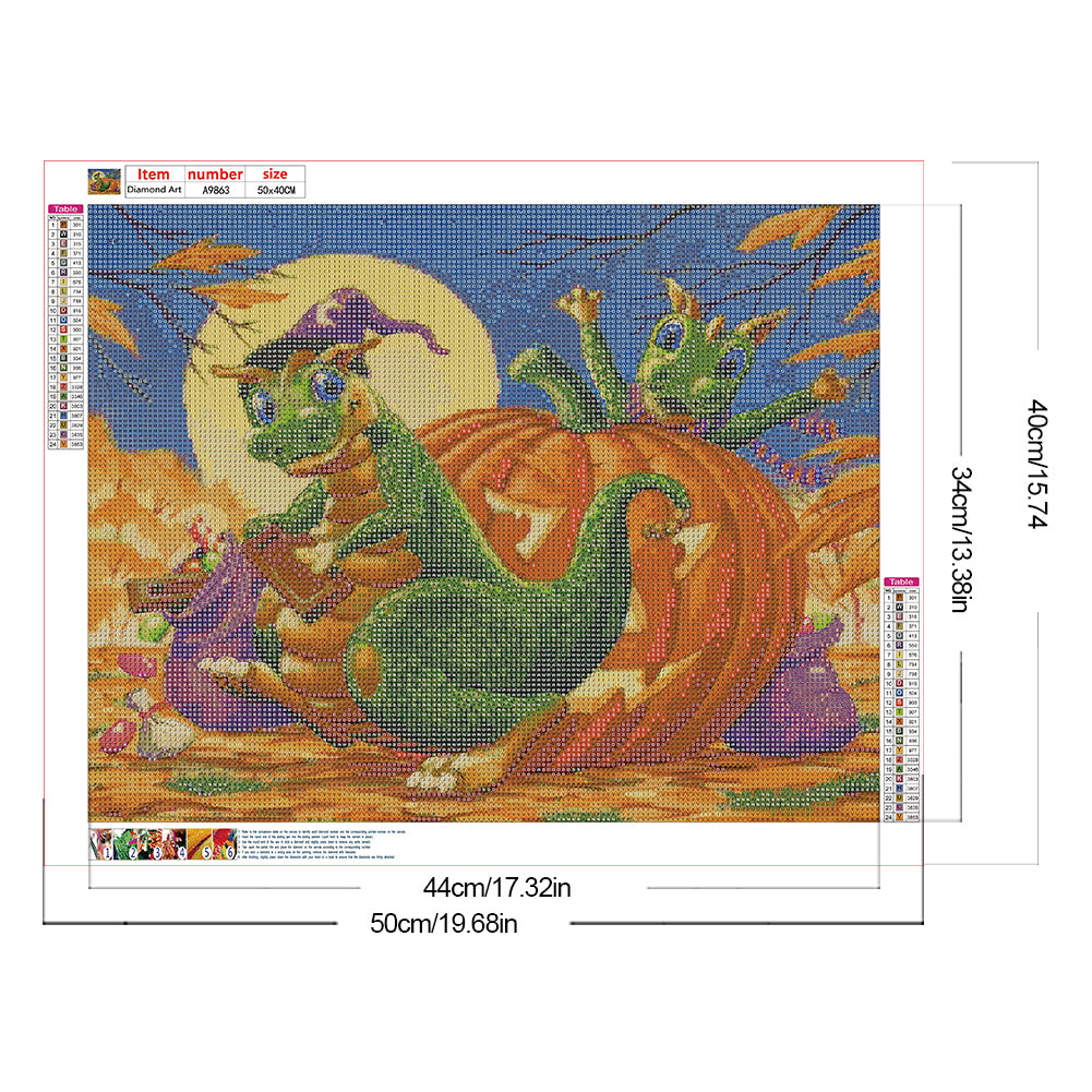 Pumpkin Dinosaur - Full Round Drill Diamond Painting 50*40CM