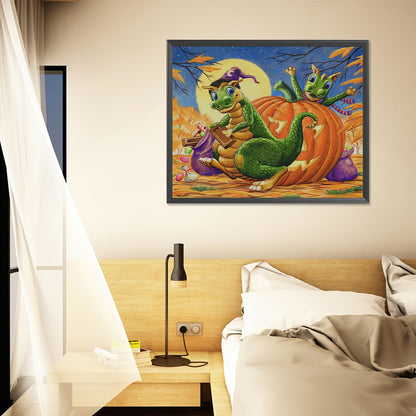 Pumpkin Dinosaur - Full Round Drill Diamond Painting 50*40CM